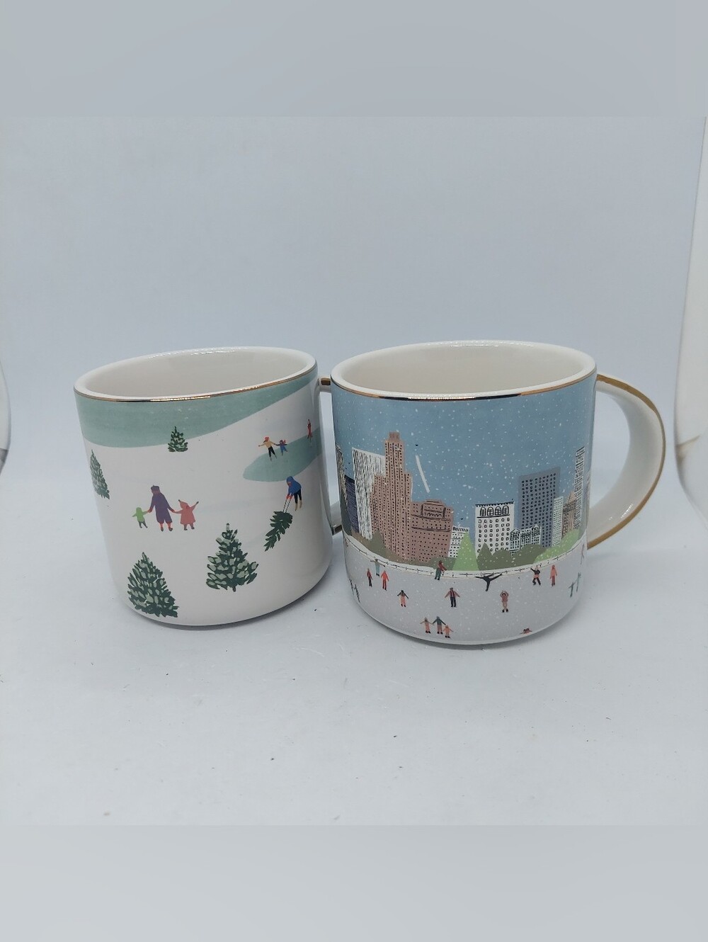 West Elm Mug Christmas Tree Winter Design Set Of 2 Coffee Cocoa Cup